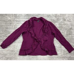 Claudia Ev Sweater Womens X Purple Long‎ Sleeve 100% Wool One Button Front